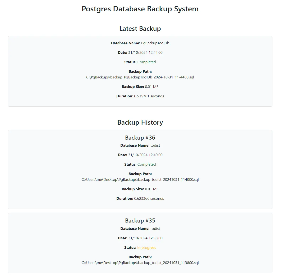 Backup Database Application